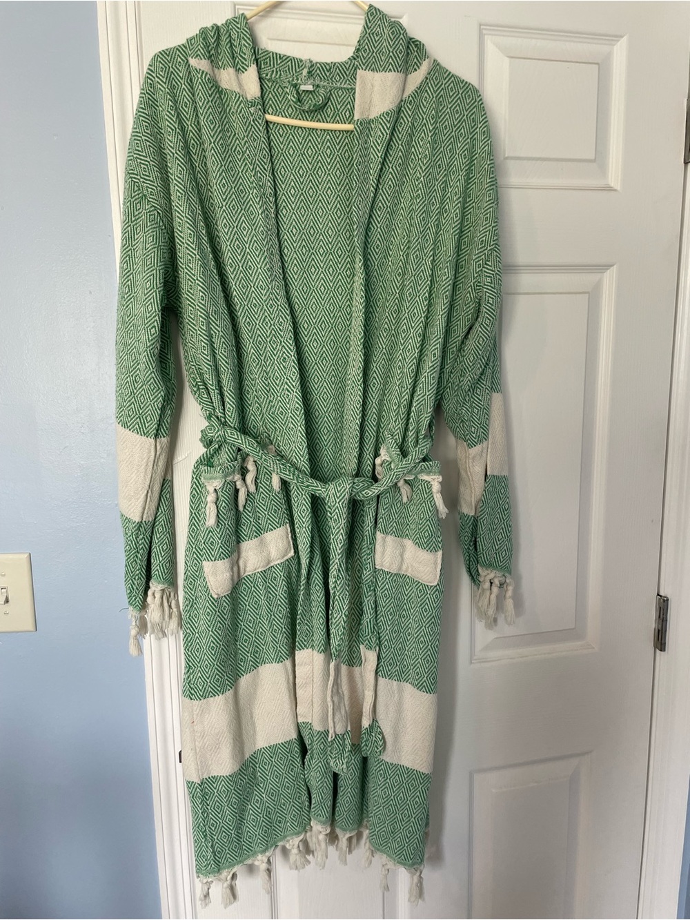 Green Patterned Turkish towel robe